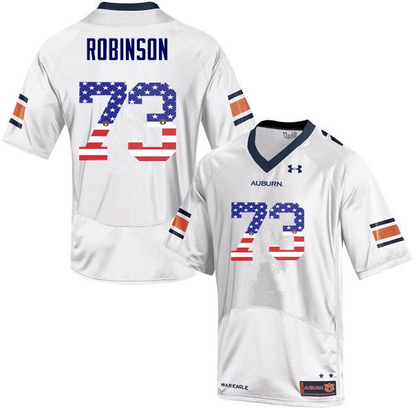 Men's Auburn Tigers #73 Greg Robinson USA Flag Fashion White College Stitched Football Jersey